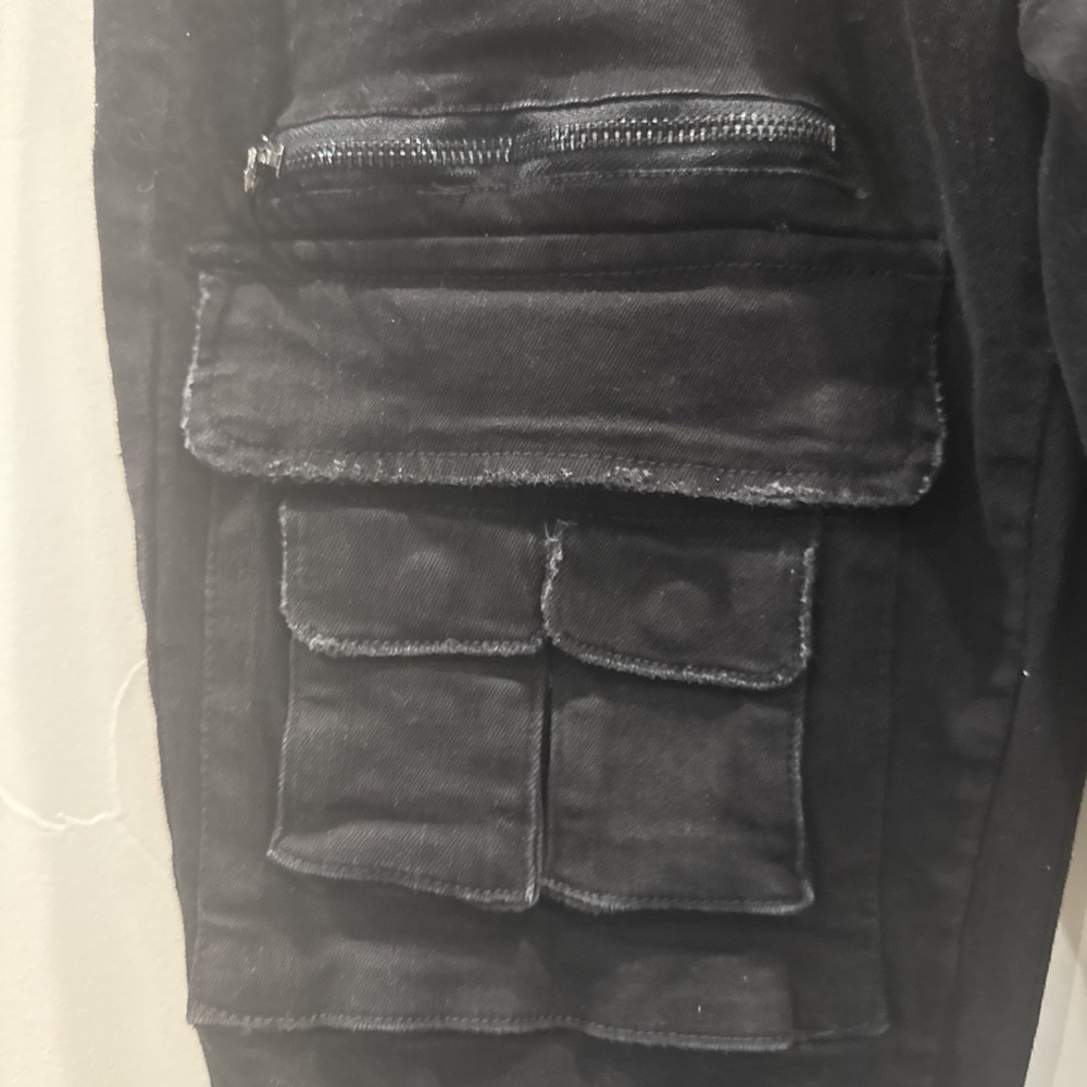Gauge Men's Black Cargo Moto Jeans 32x28 Multi Pocket Zipper Biker Denim Pants - Picture 5 of 12